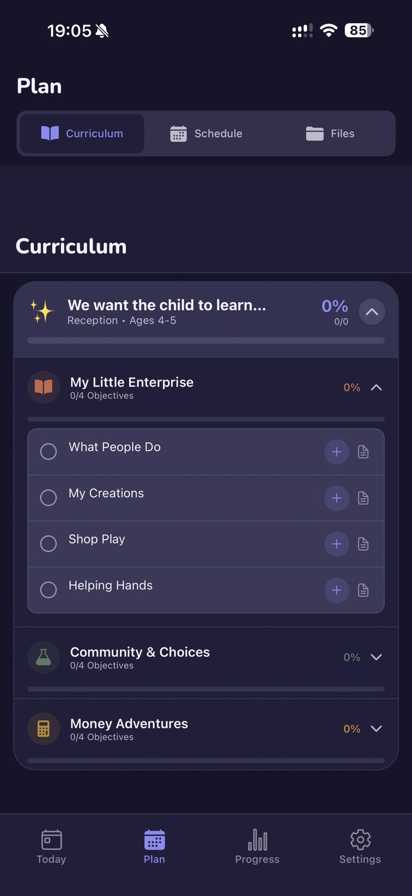 A custom AI-generated curriculum — built around whatever your child's into
