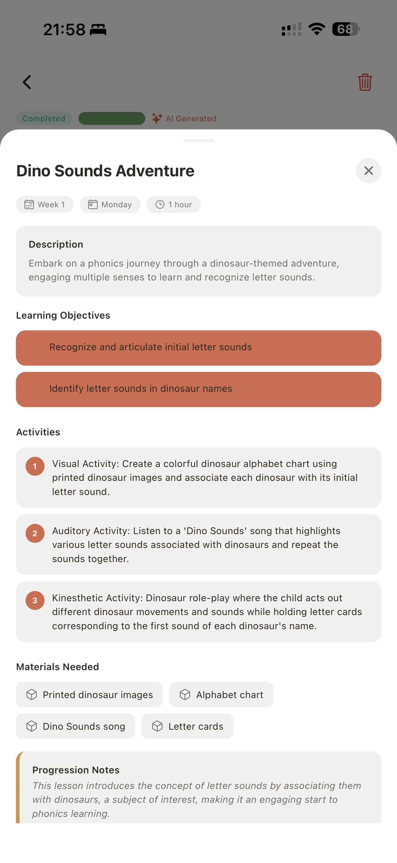 Lesson detail